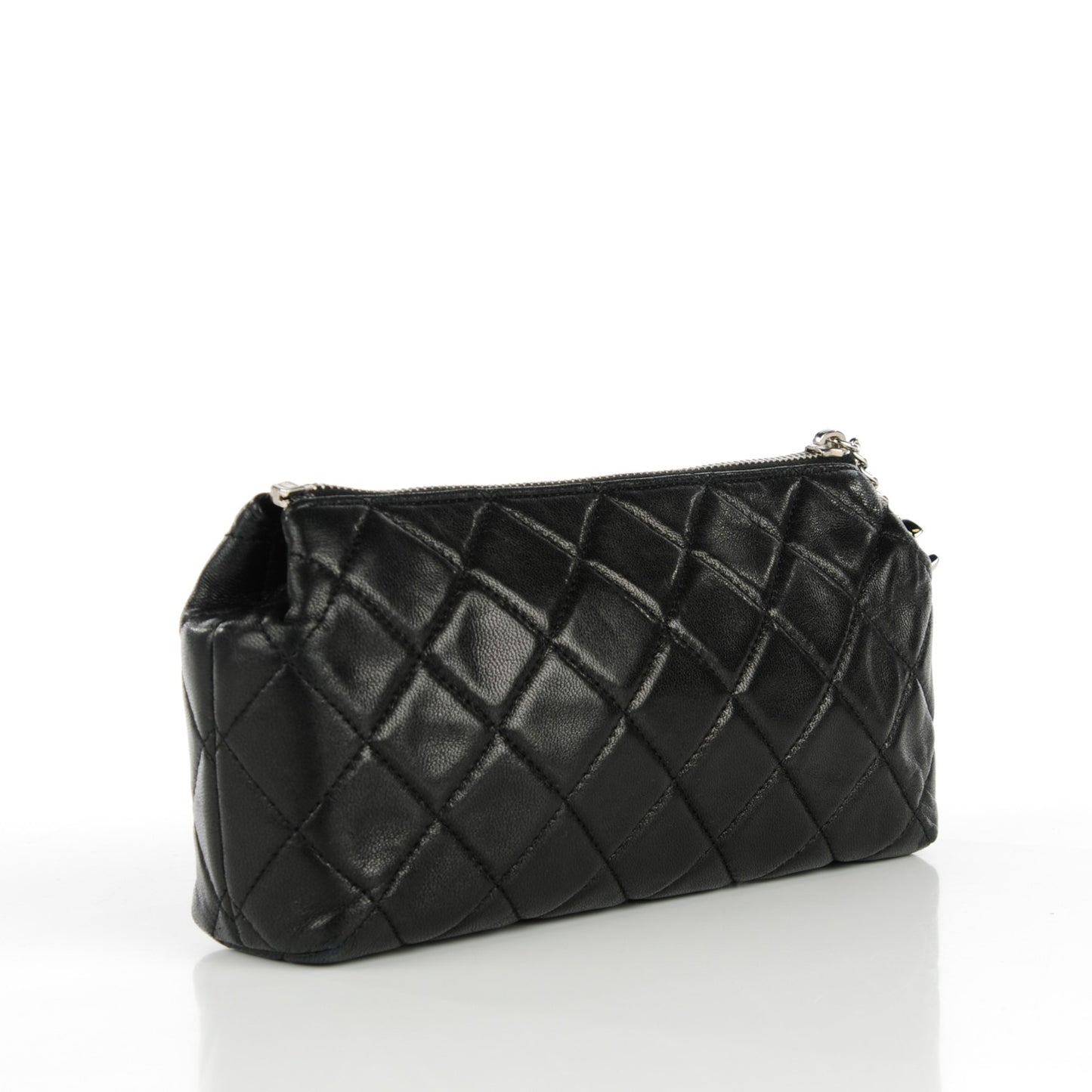 Lambskin Quilted Small Cosmetic Case Black