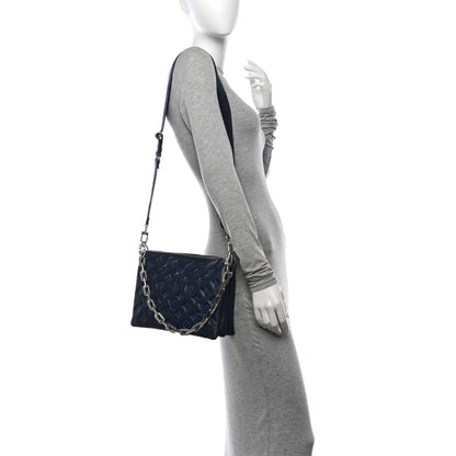 Louis Vuitton Lambskin Embossed Monogram Coussin PM Navy 2 of 9