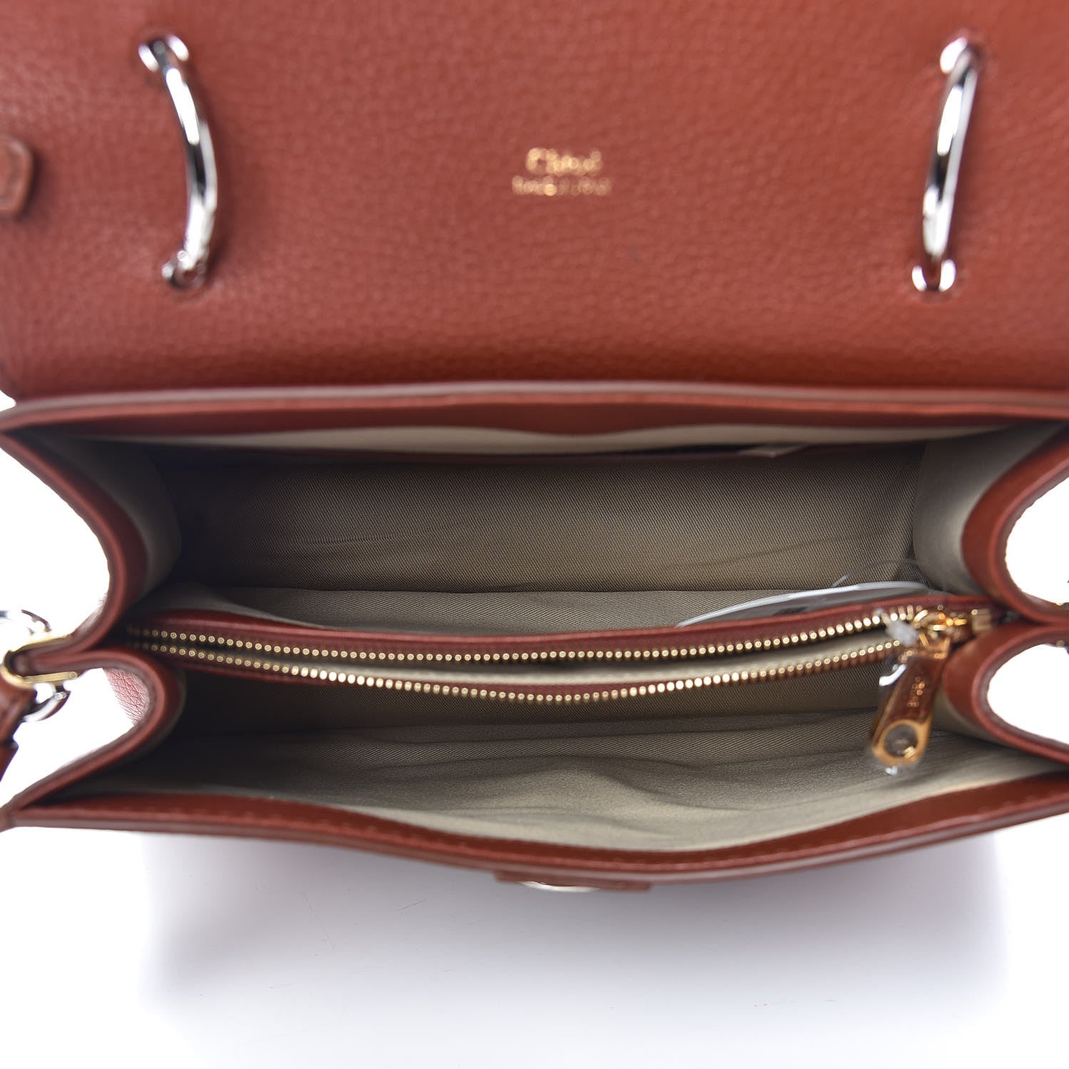 Chloe Shiny Grained Calfskin Medium Aby Day Shoulder Bag Sepia Brown 5 of 10