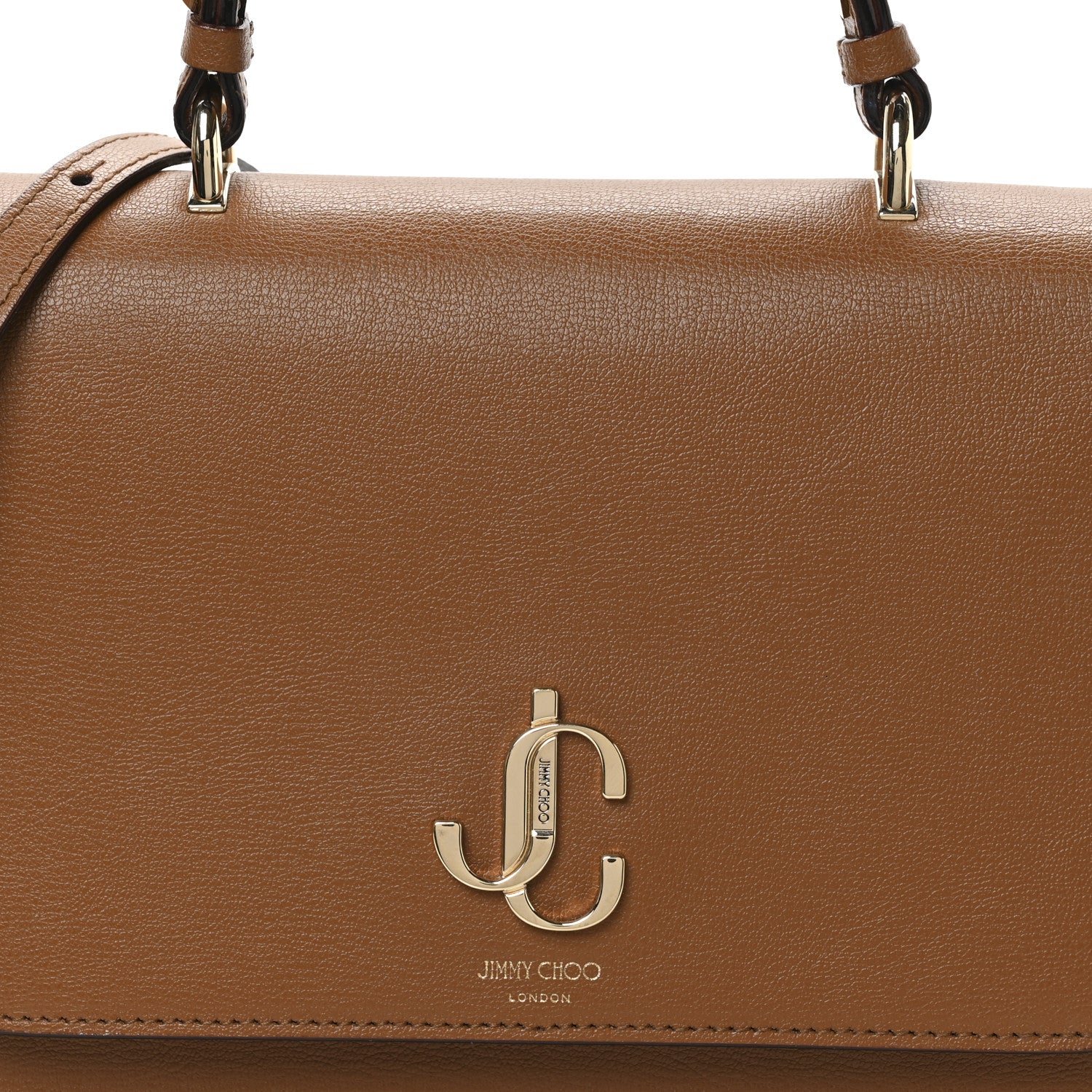 Jimmy Choo Grainy Calfskin JC Top Handle Tan 7 of 9