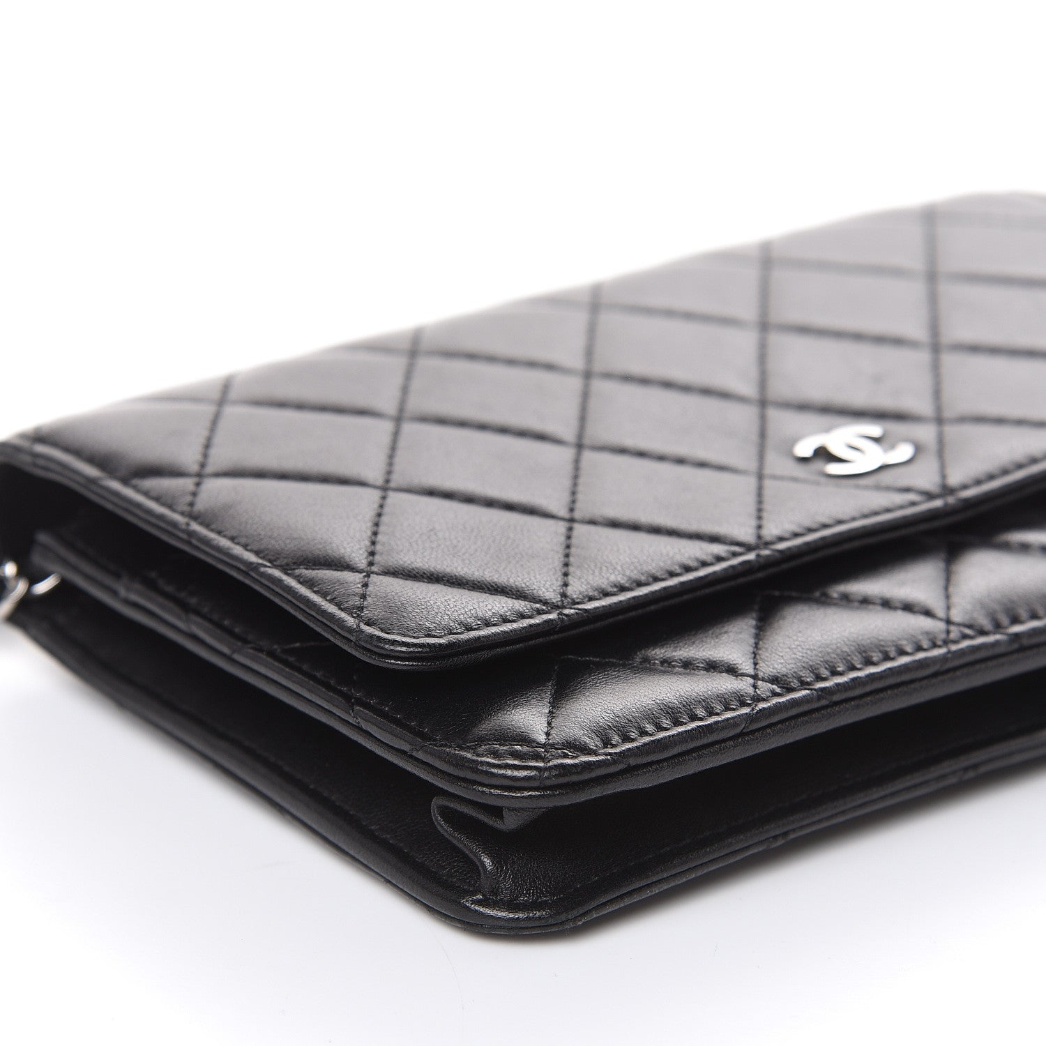 Chanel Lambskin Quilted Wallet On Chain WOC Black 9 of 10
