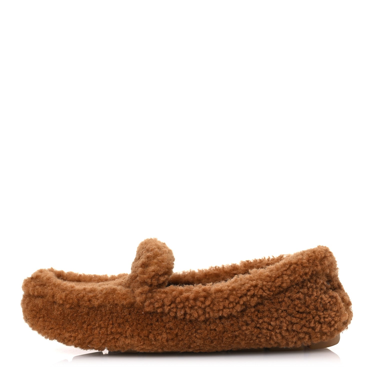 Prada Shearling Metal Triangle Logo Driving Loafer 36.5 Brown 1 of 9