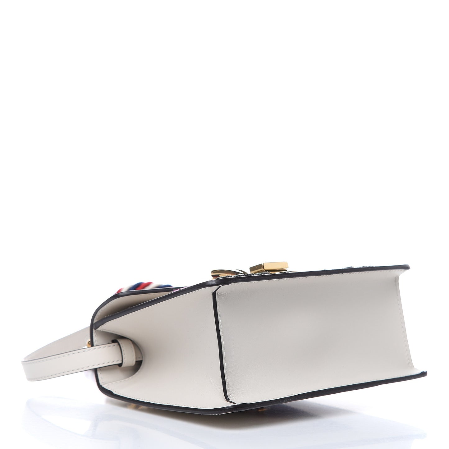 Calfskin Embroidered Mini Sylvie Top Handle Bag White