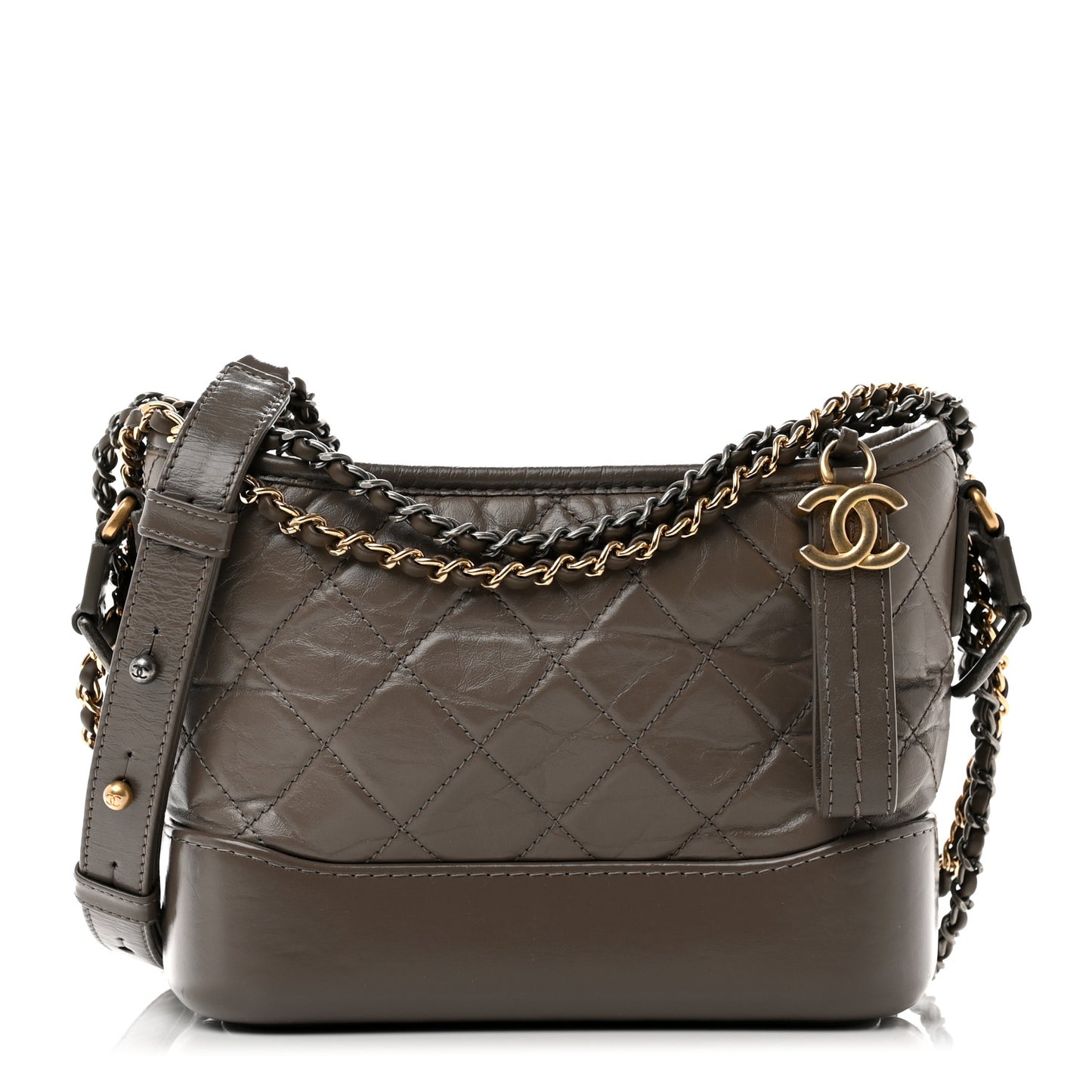 Aged Calfskin Quilted Small Gabrielle Hobo Grey