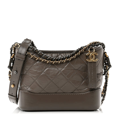 Chanel Aged Calfskin Quilted Small Gabrielle Hobo Grey 1 of 9