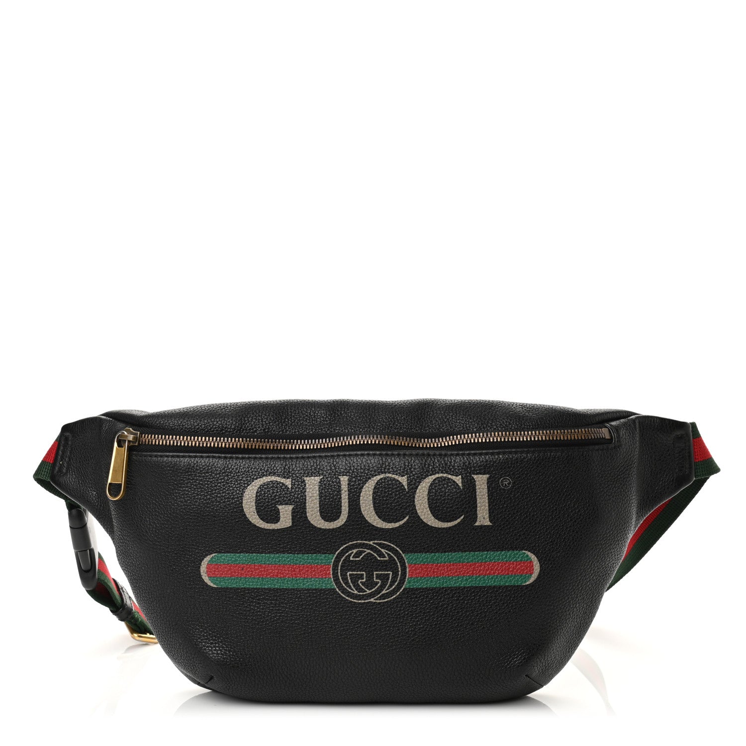 Gucci Grained Calfskin Logo Belt Bag Black 1 of 9