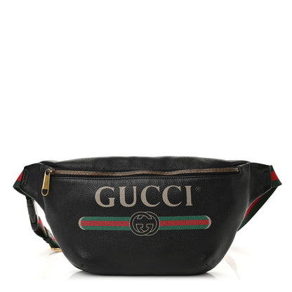 Gucci Grained Calfskin Logo Belt Bag Black 1 of 9