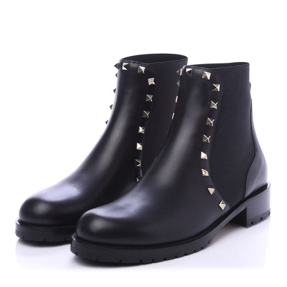 Valentino Garavani Calfskin Rockstud Beatle Chelsea 20mm Ankle Boots 40 Black 3 of 9