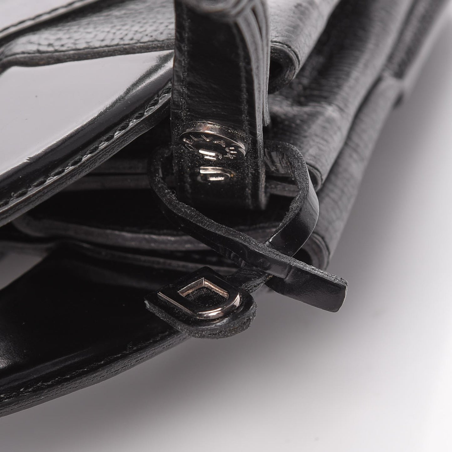 DELVAUX Patent Calfskin Twist Lock Shoulder Bag Black