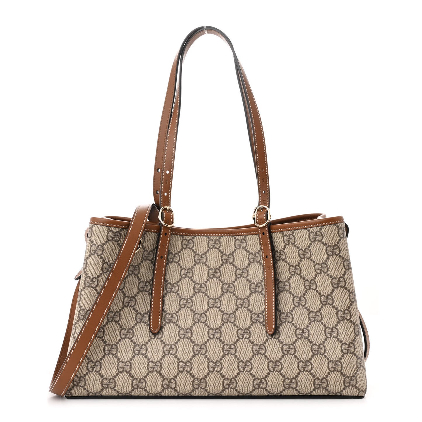 GG Supreme Monogram Emblem Medium Tote Bag Beige Dark Brown