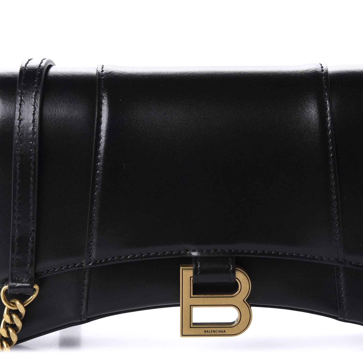 Balenciaga Shiny Box Calfskin Small Hourglass Evening Chain Bag Black 9 of 9