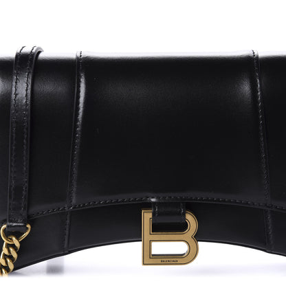 Balenciaga Shiny Box Calfskin Small Hourglass Evening Chain Bag Black 9 of 9