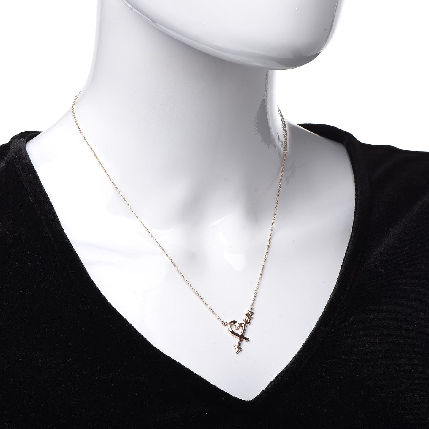18K Rose Gold Paloma Picasso Heart and Arrow Pendant Necklace