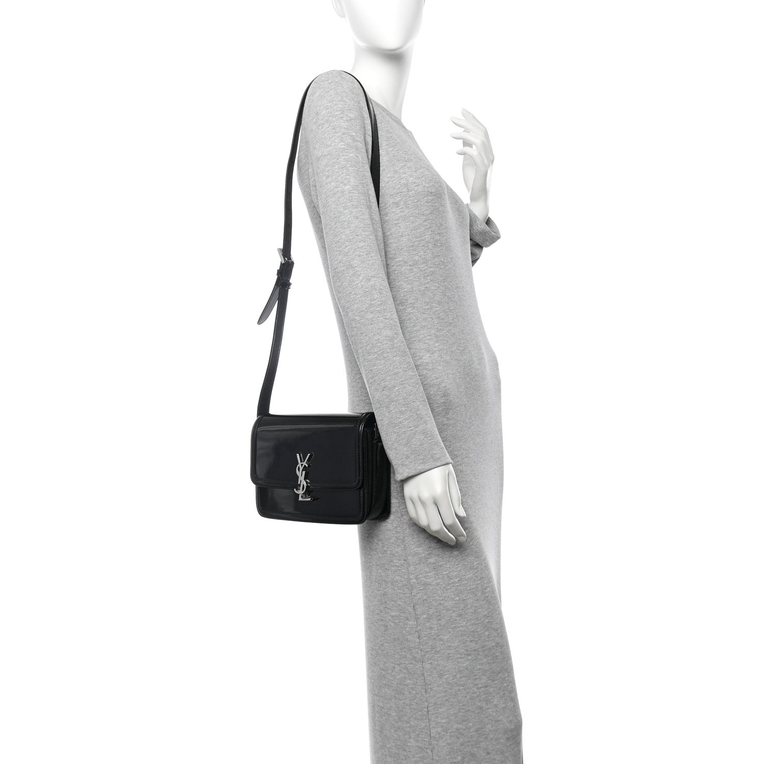 Saint Laurent Patent Calfskin Monogram Medium Solferino Satchel Black 2 of 11