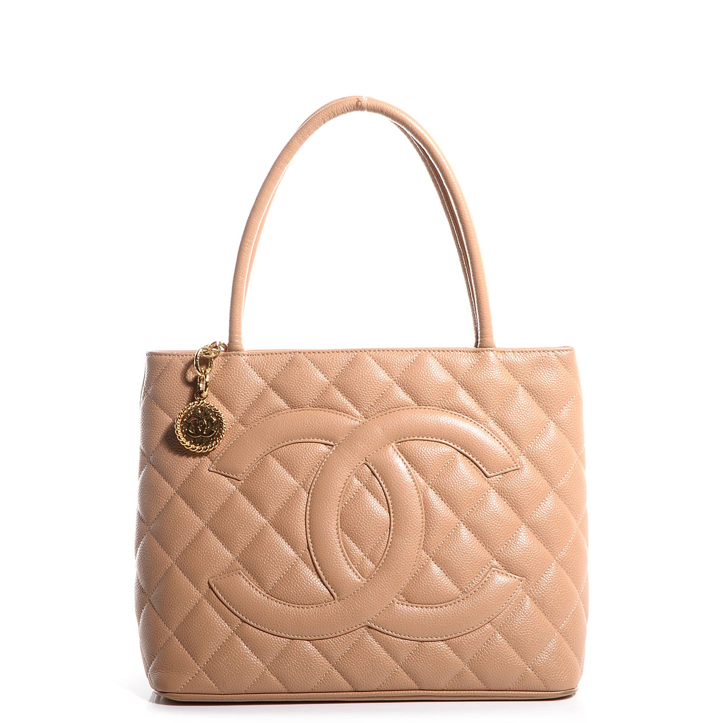 Caviar Quilted Medallion Tote Beige