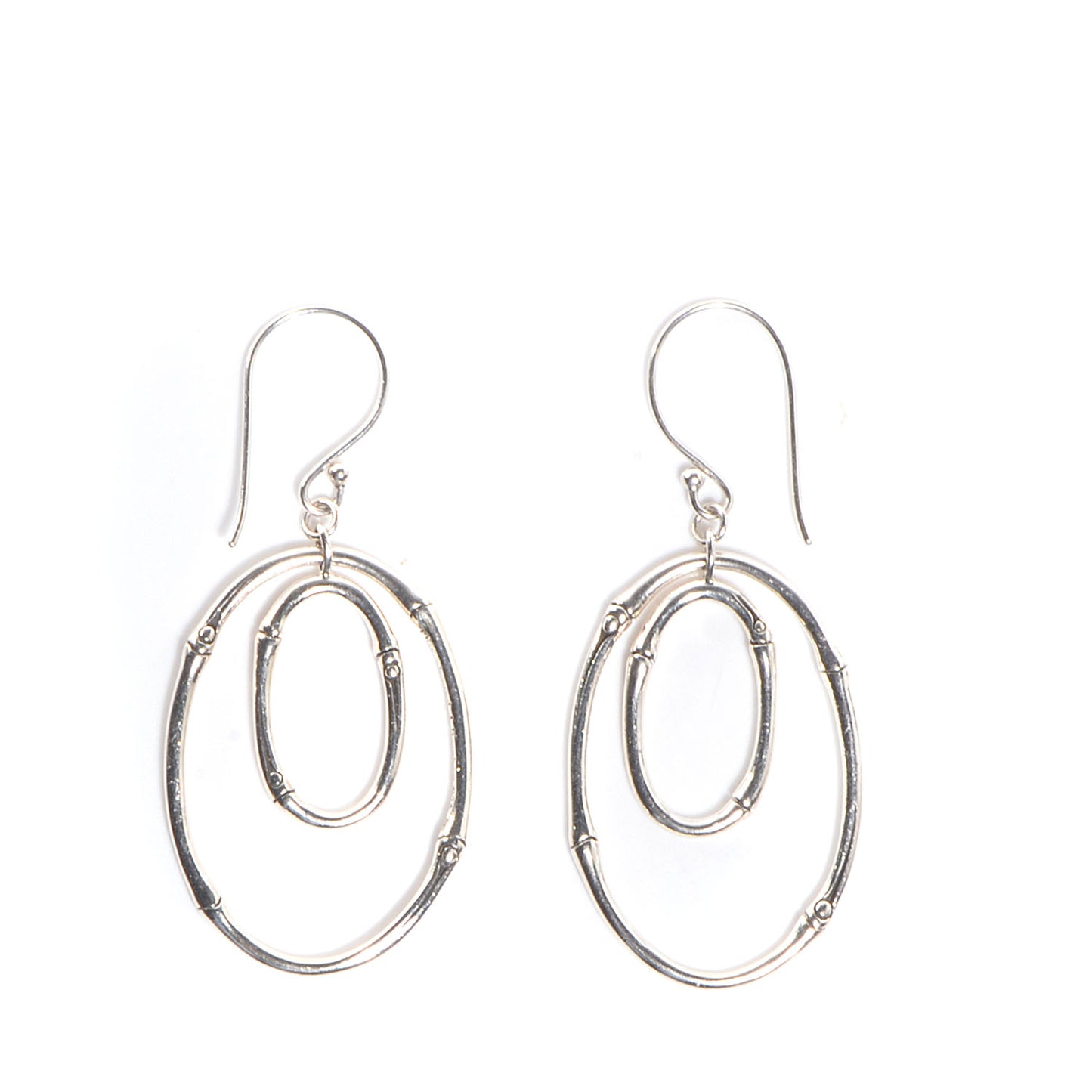 JOHN HARDY Sterling Silver Bamboo Oval Drop Earrings