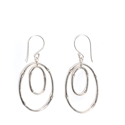 Louis Vuitton JOHN HARDY Sterling Silver Bamboo Oval Drop Earrings 1 of 4