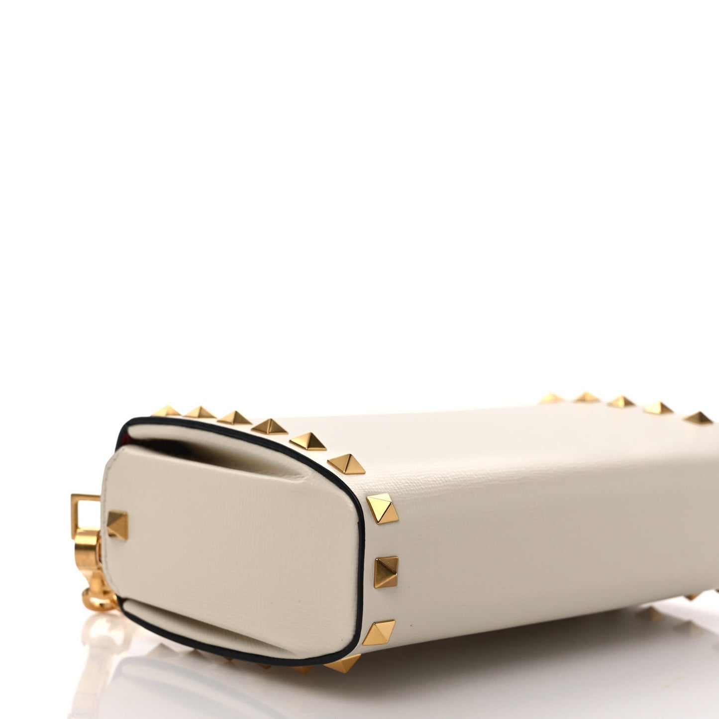Grainy Calfskin Rockstud Alcove Box Clutch Ivory