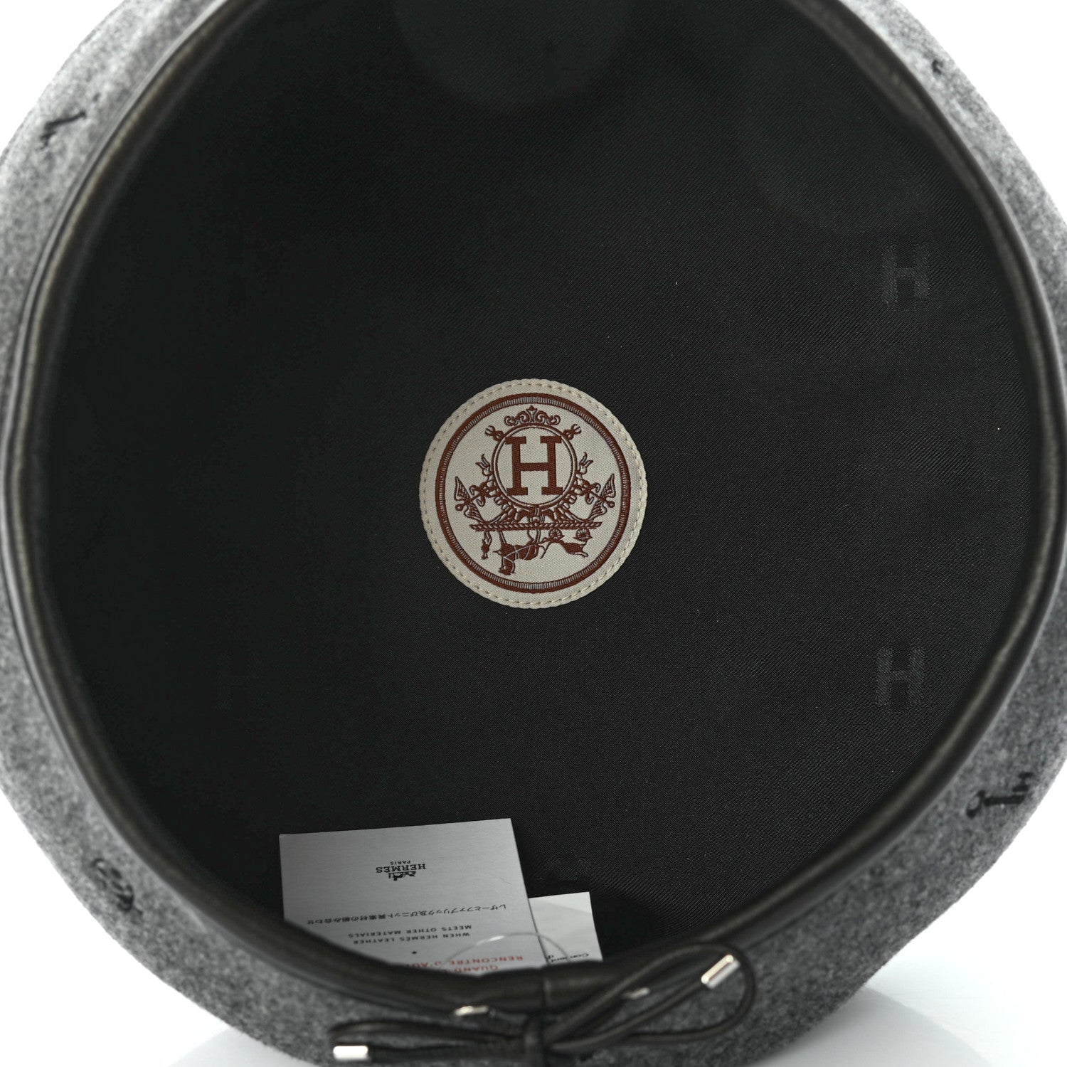 Hermes Cashmere Lambskin Saint-Honore Charms Beret 57 Charbon 7 of 8