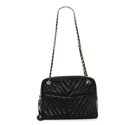 Chanel Lambskin Surpique Chevron Small Tote Black 1 of 14