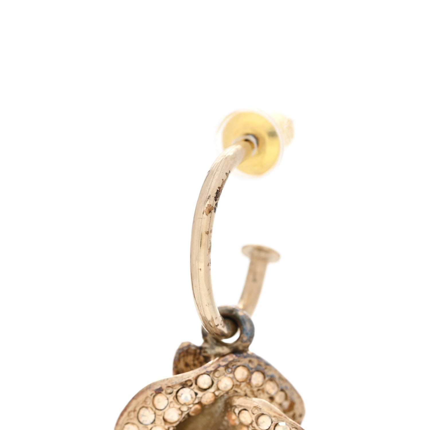 Chanel Metal Pearl CC Camellia Dangle Earrings Gold 7 of 9
