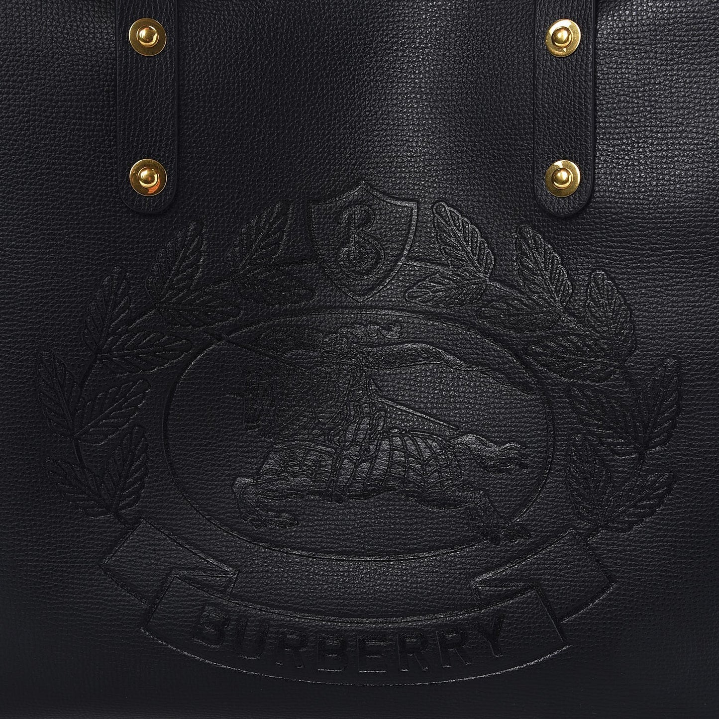 Calfskin Crest Embossed Small Tote Black