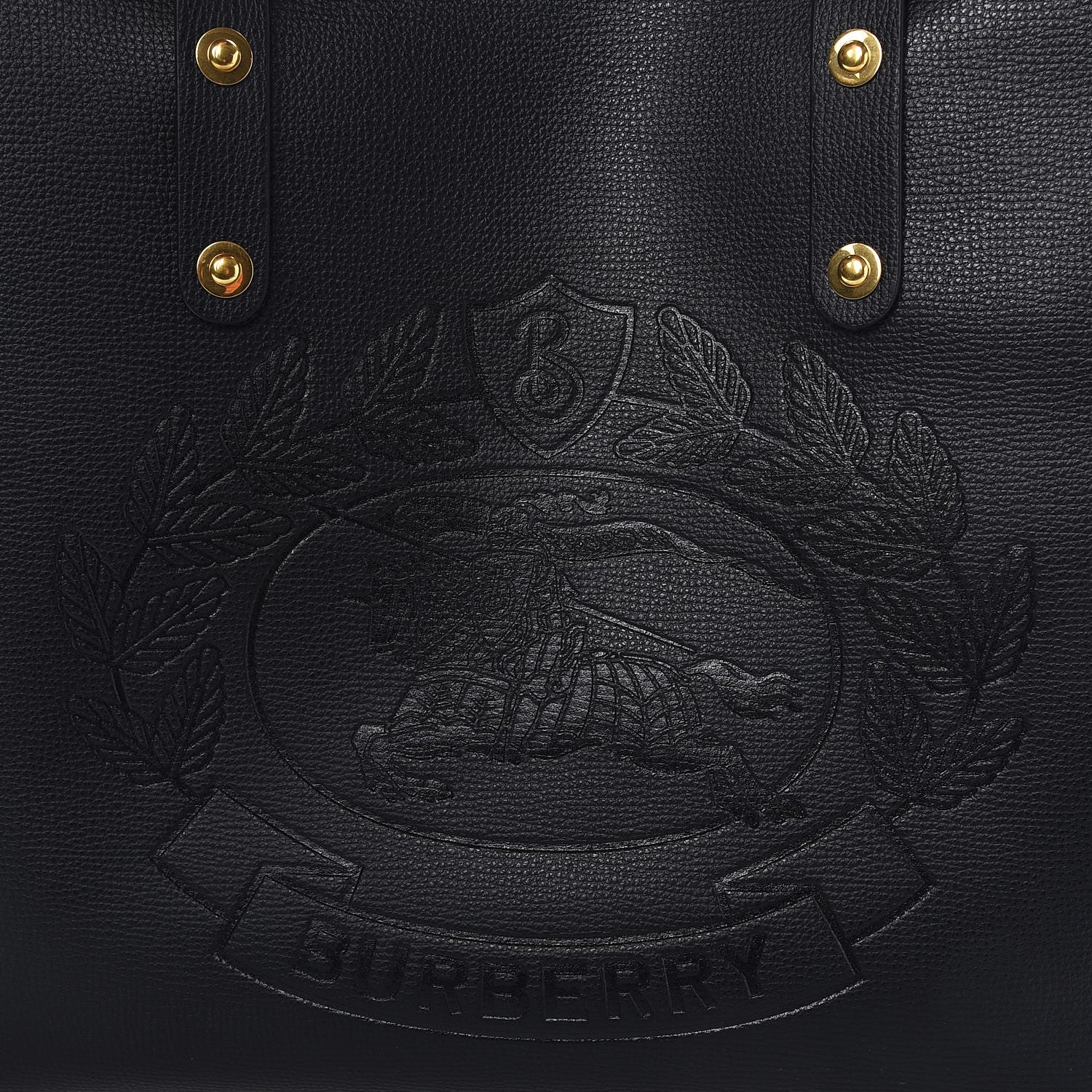 Burberry Calfskin Crest Embossed Small Tote Black 7 of 7