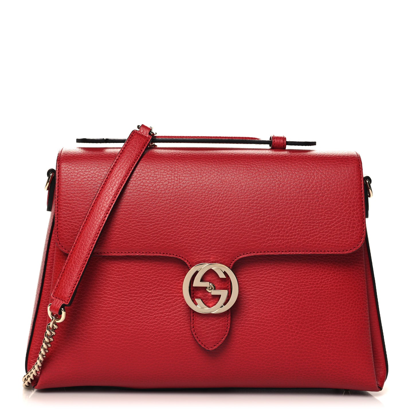 Dollar Calfskin Medium Interlocking G Top Handle Shoulder Bag Red