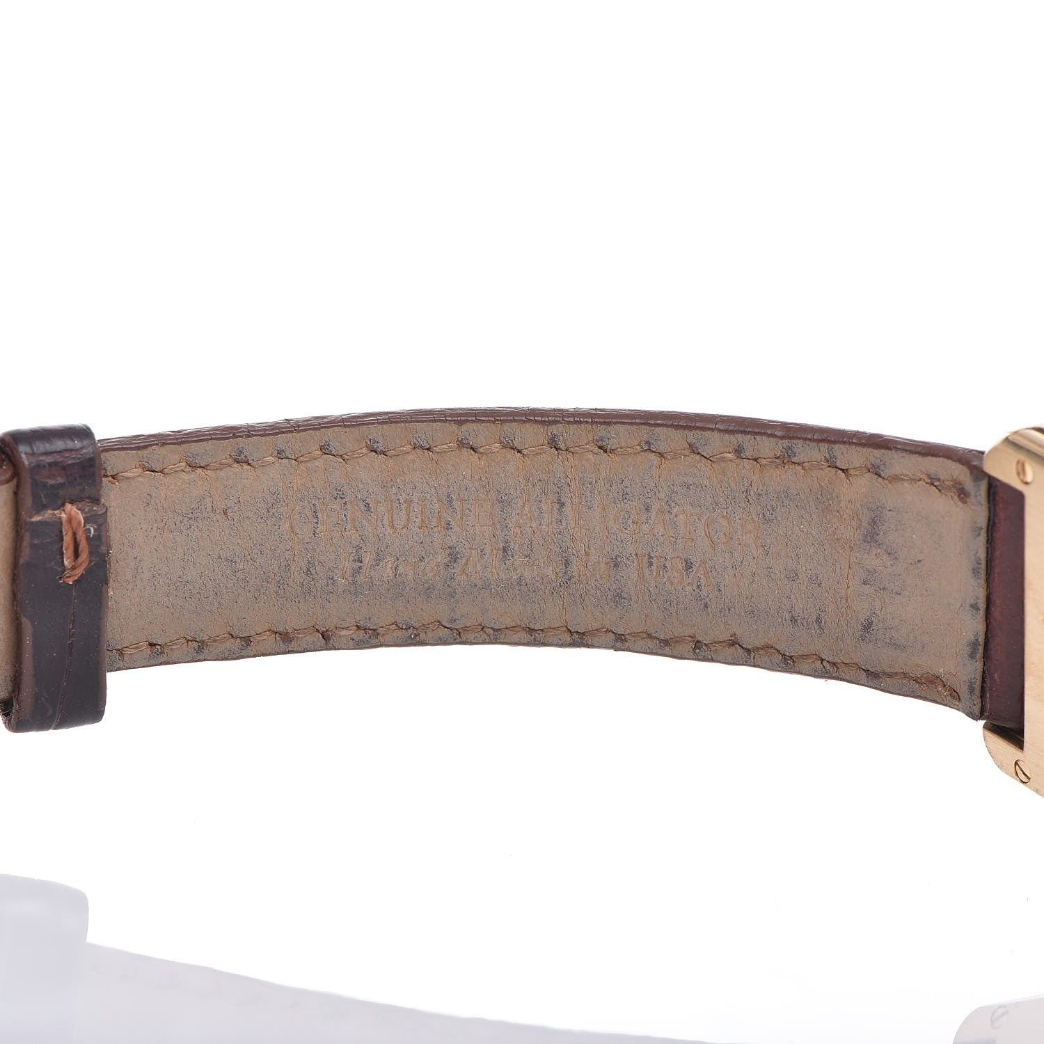 Cartier 18K Yellow Gold Alligator 22mm Tank Louis Quartz Watch Brown 5 of 9