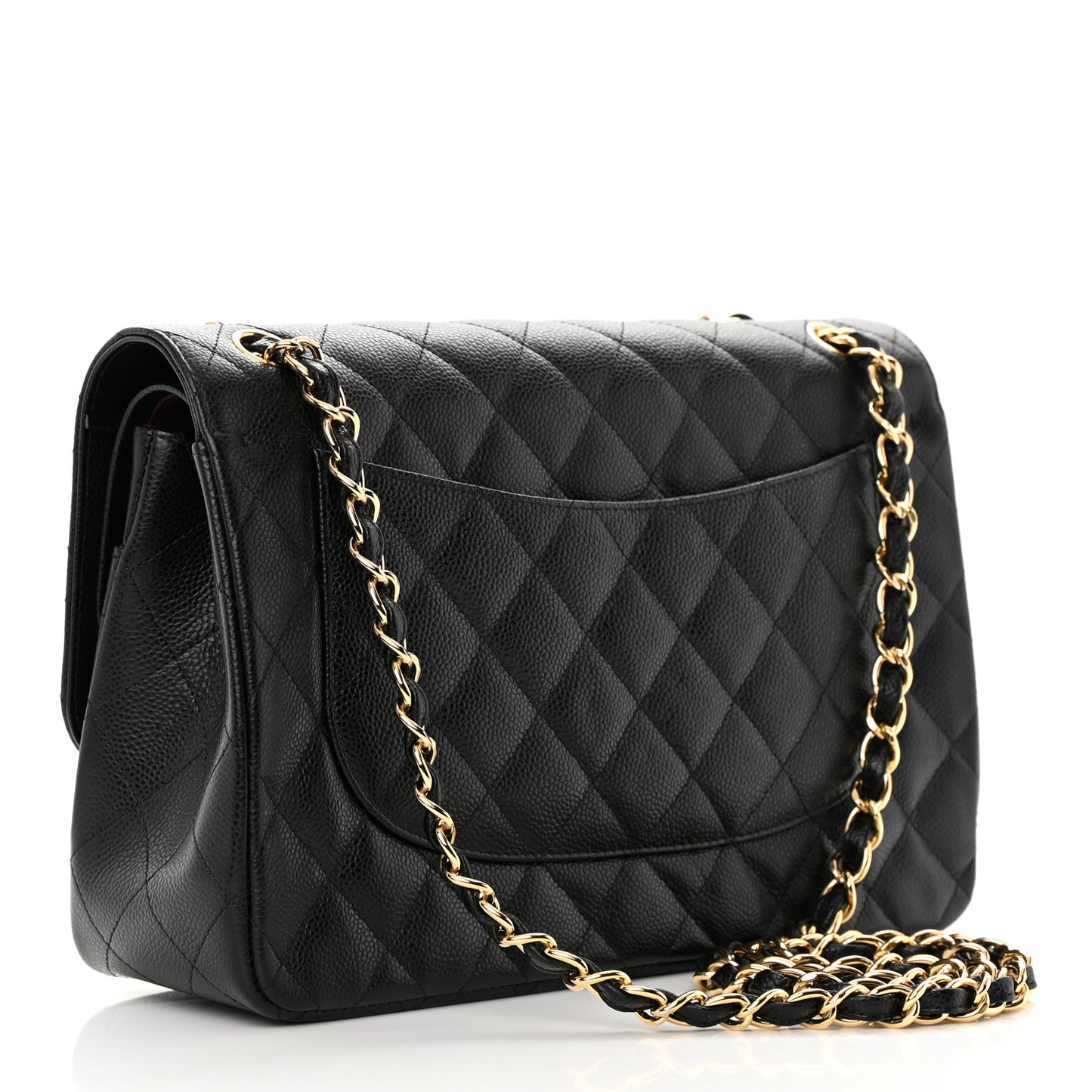 Caviar Quilted Jumbo Double Flap Black