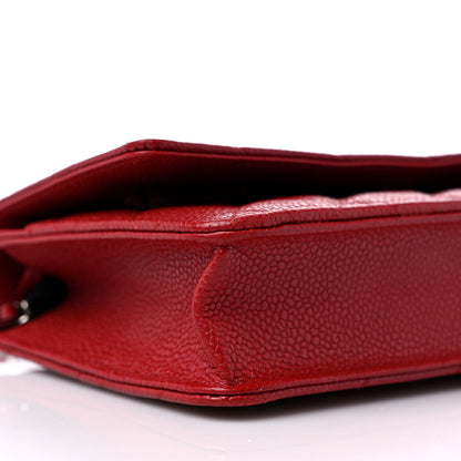 Chanel Caviar Quilted Wallet on Chain WOC Dark Red 10 of 14