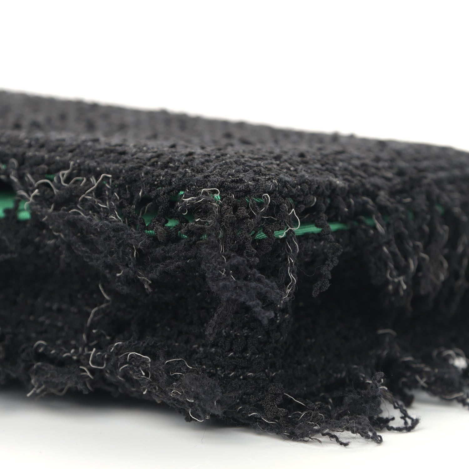 Chanel Tweed Fringe Wallet On Chain WOC Black Green 9 of 11