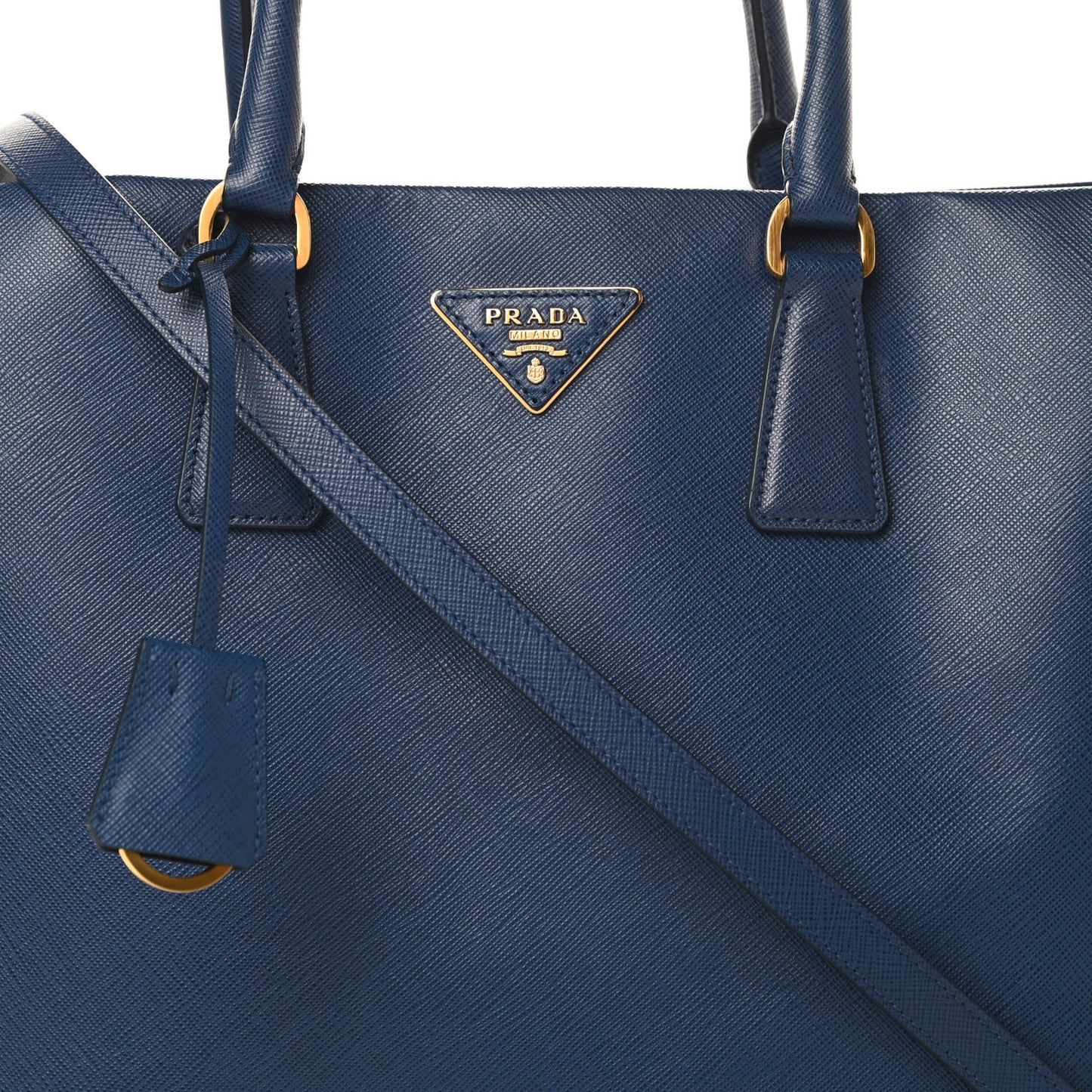 Saffiano Lux Double Handle Shopping Tote Bluette