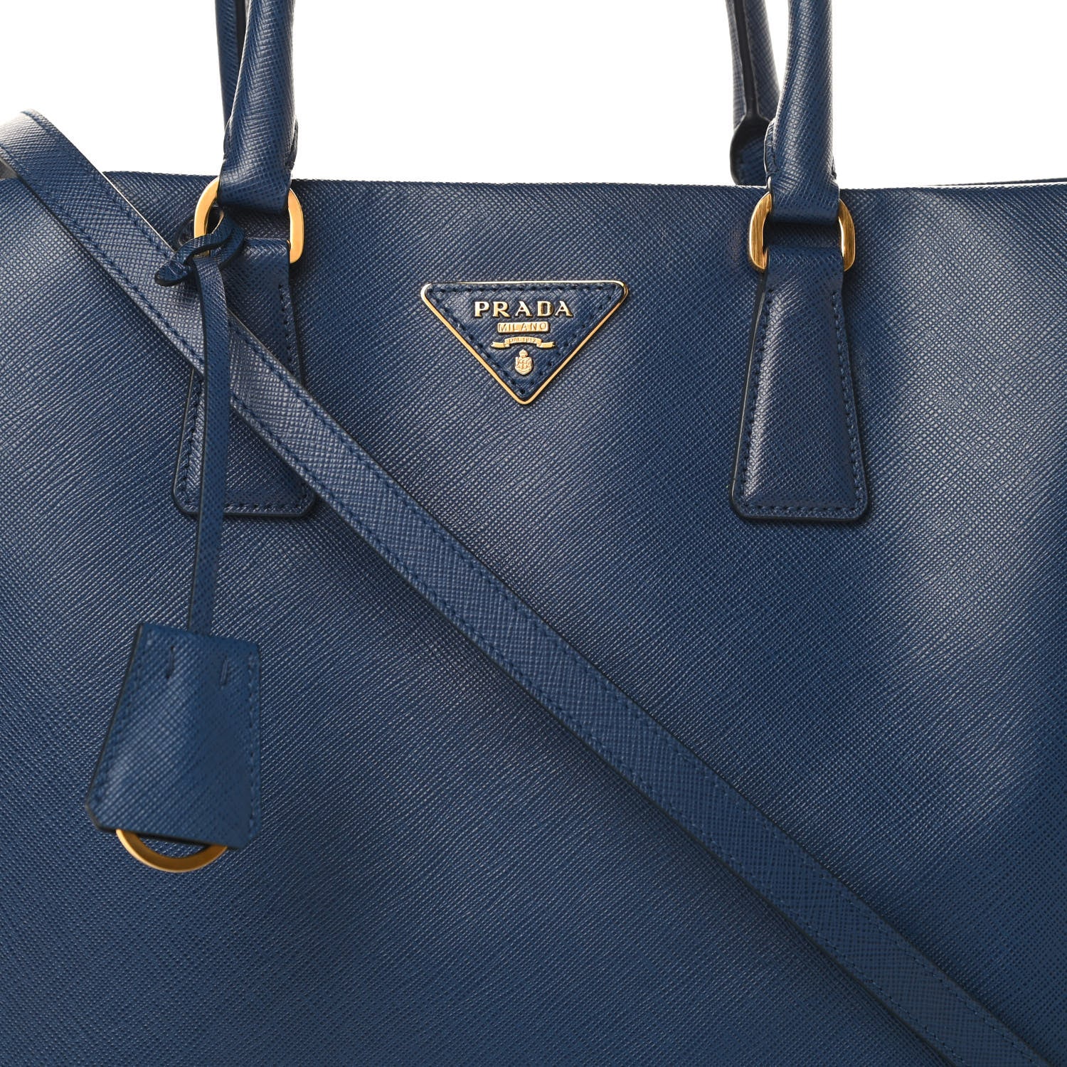 Prada Saffiano Lux Double Handle Shopping Tote Bluette 9 of 12