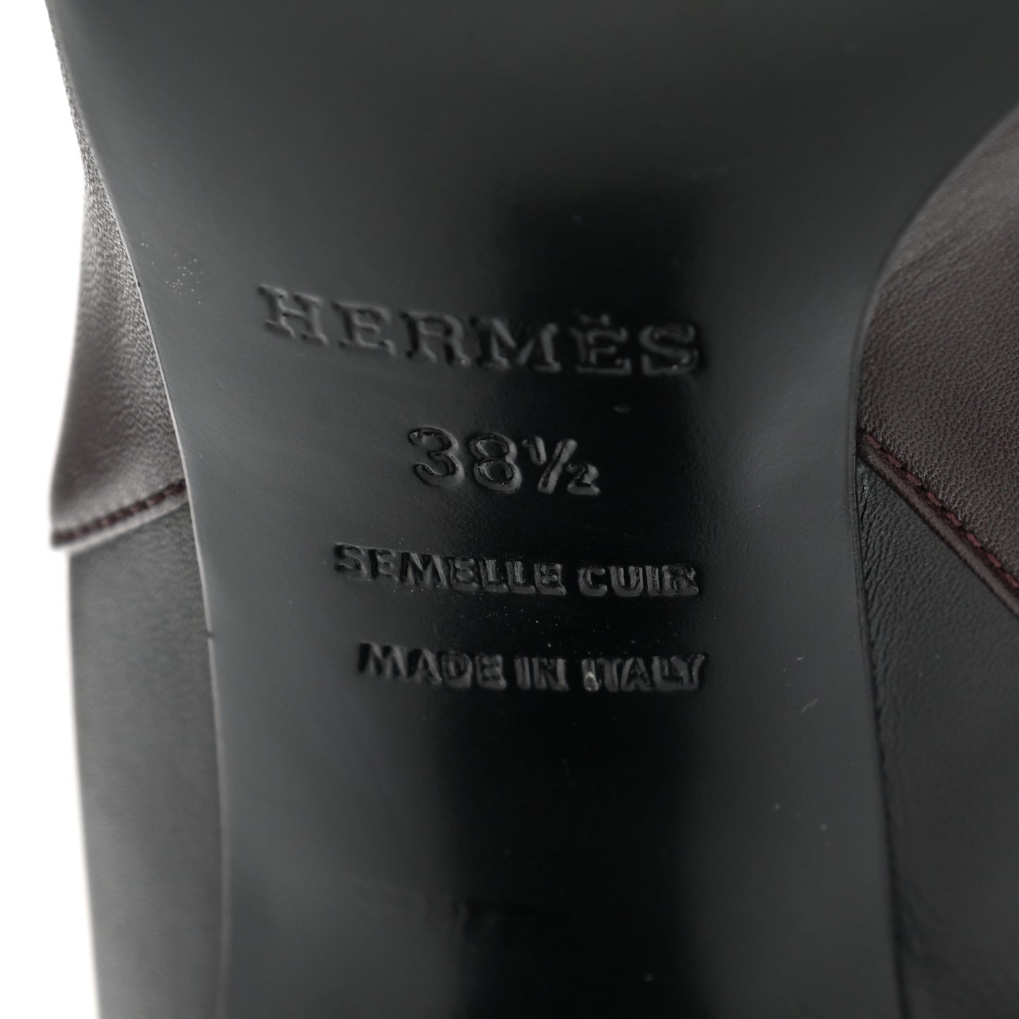 Calfskin Joueuse Ankle Boots 38.5 Black Brun Fume Bordeaux