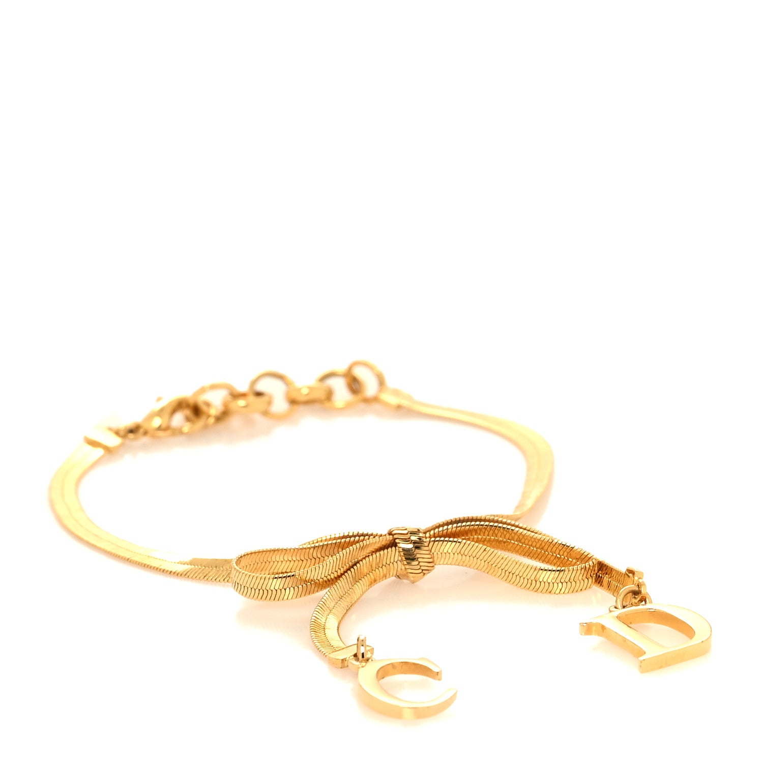 Christian Dior Bow CD Logo Bracelet Gold 1 of 3