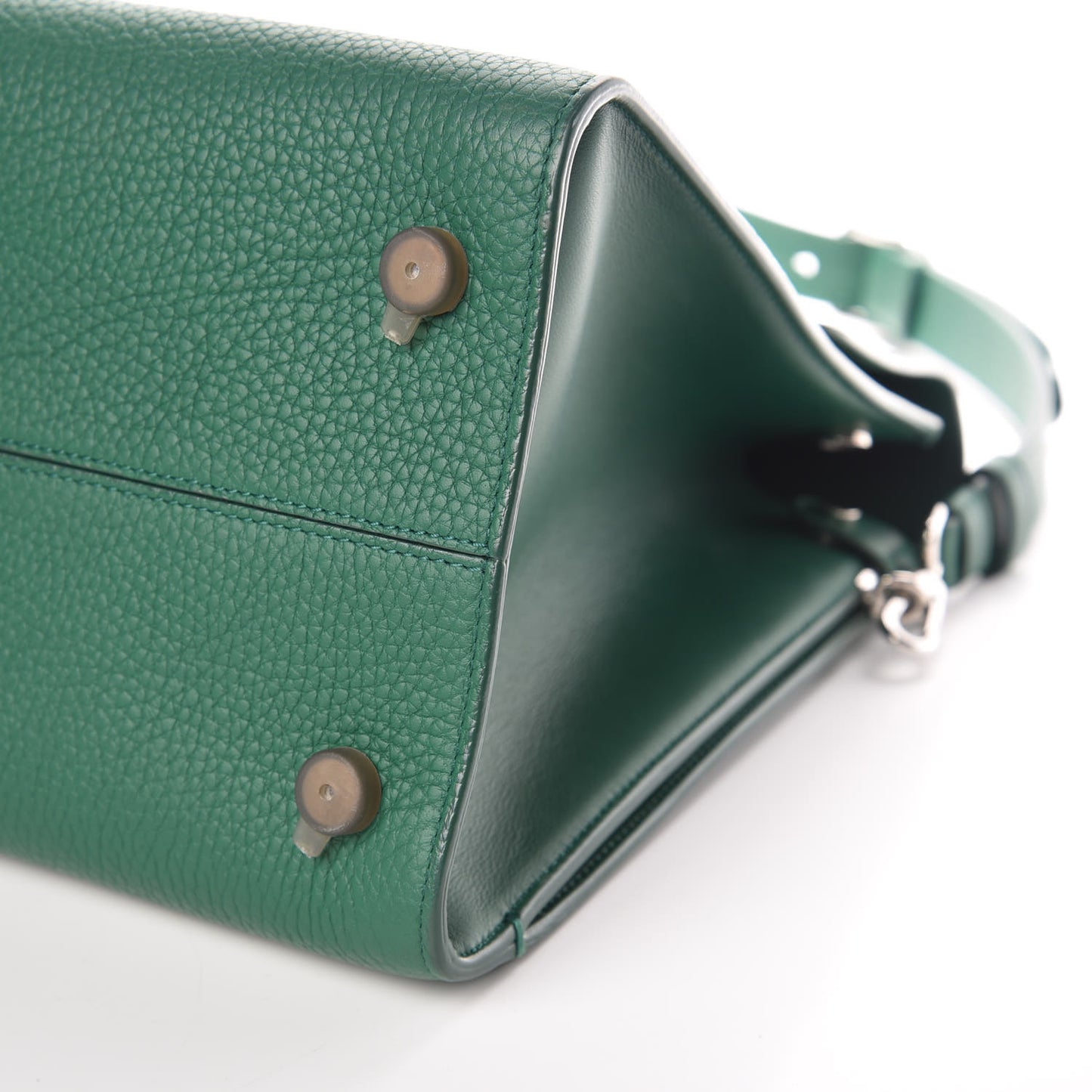 Grained Calfskin Medium Diorever Flap Green