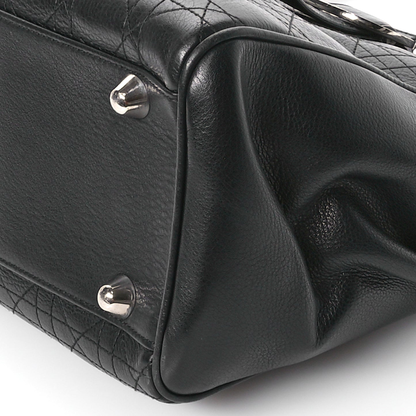 Calfskin Cannage D Buckle Tote Black