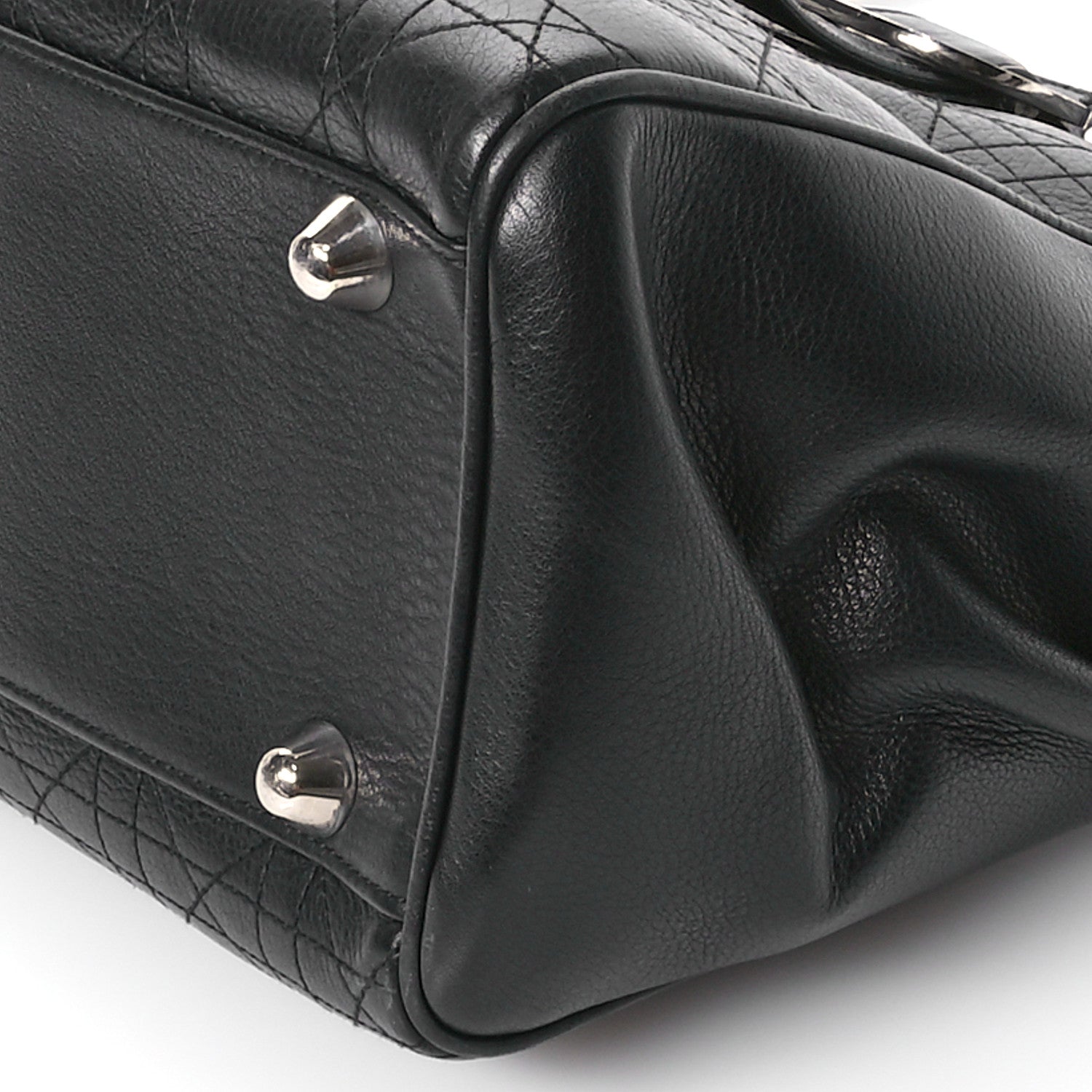 Christian Dior Calfskin Cannage D Buckle Tote Black 10 of 13