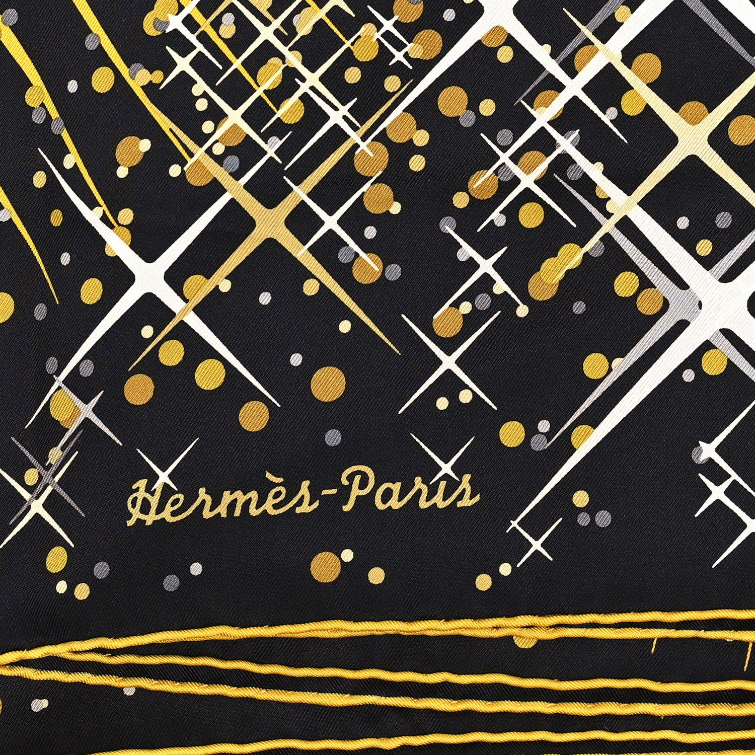 Hermes Silk Magic Kelly Scarf 90 Noir Viel Blanc 2 of 3
