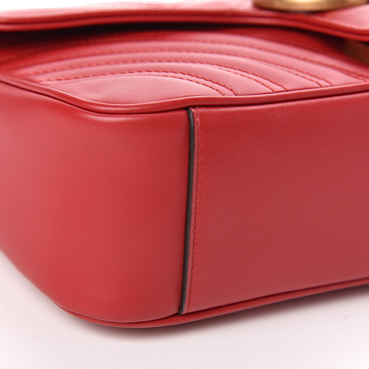 Gucci Calfskin Matelasse Small GG Marmont Shoulder Bag Hibiscus Red 9 of 10