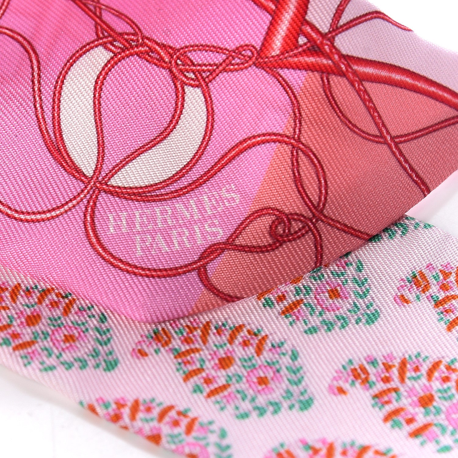 Hermes Silk Coup De Fouet Au Bloc Twilly Rose Nacre Turquoise 4 of 5