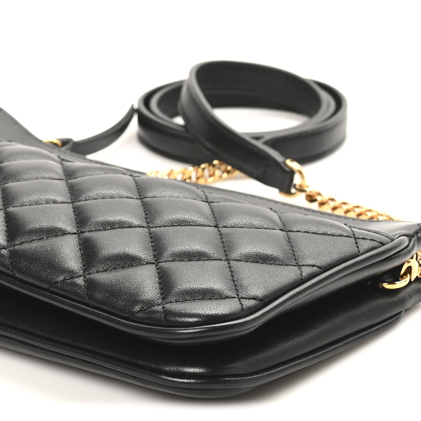 Nappa Quilted La Medusa Shoulder Bag Black