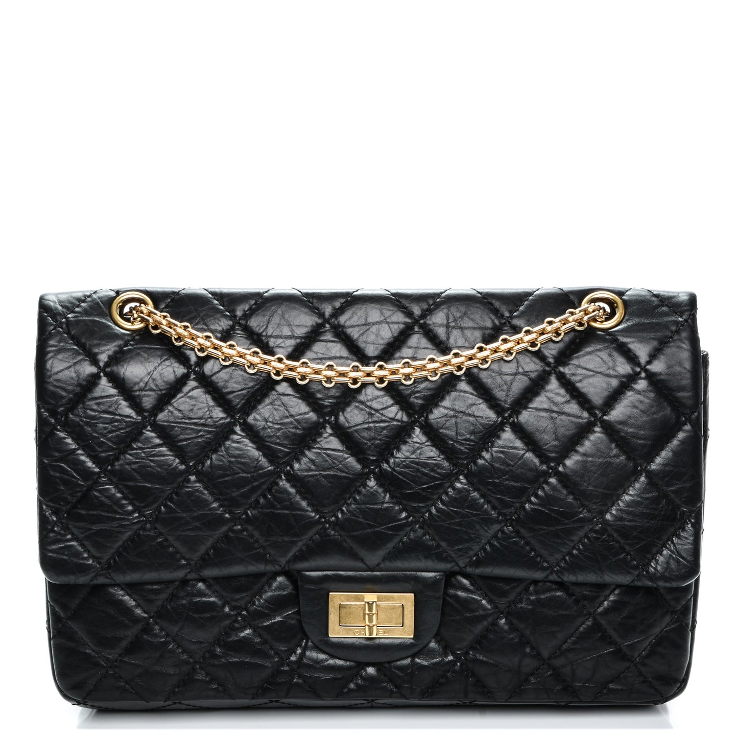 Aged Calfskin Quilted 2.55 Reissue 227 Flap Black