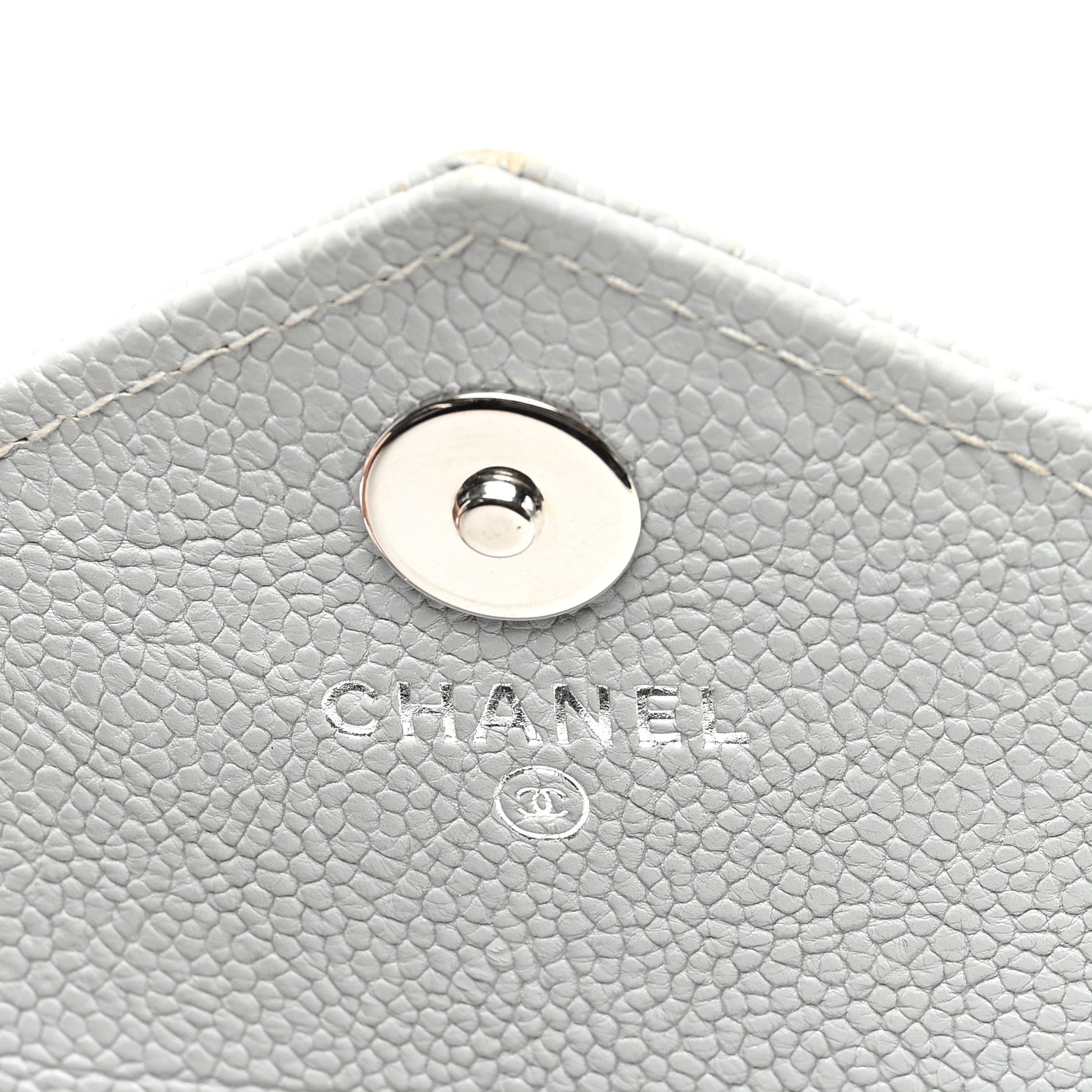 Chanel Caviar Chevron Quilted Large Gusset Flap Wallet Grey 6 of 9