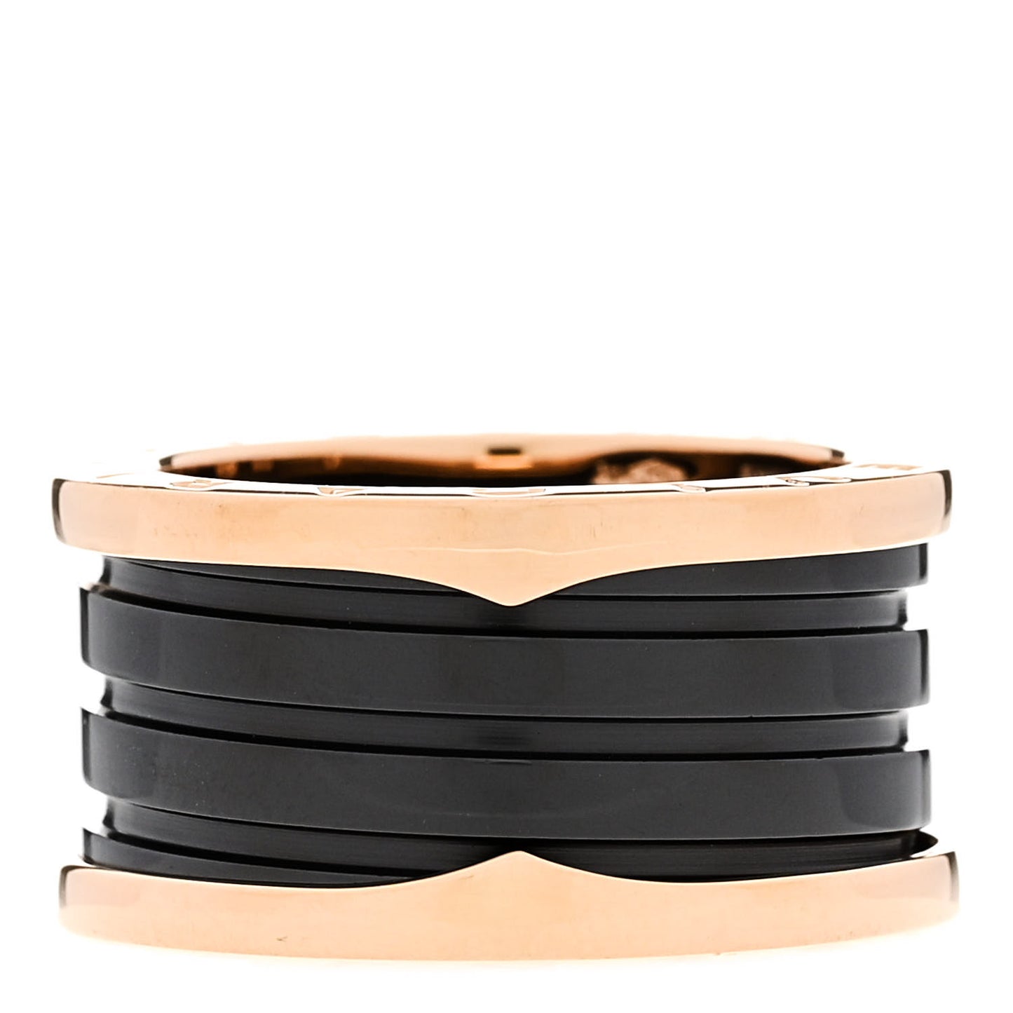 18K Rose Gold Black Ceramic B.Zero1 Four-Band Ring 57 8