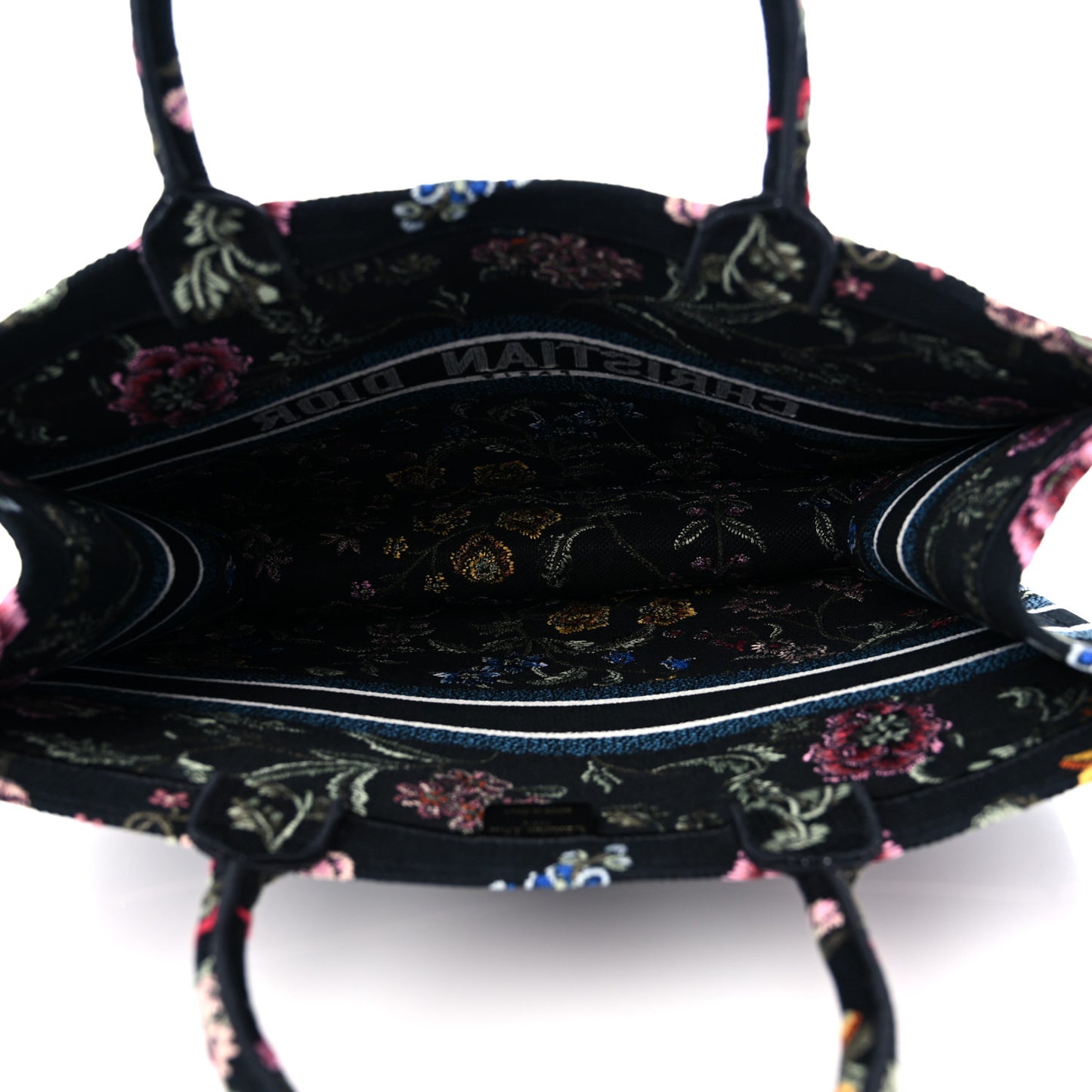 Canvas Embroidered Large Book Tote Black Multicolor