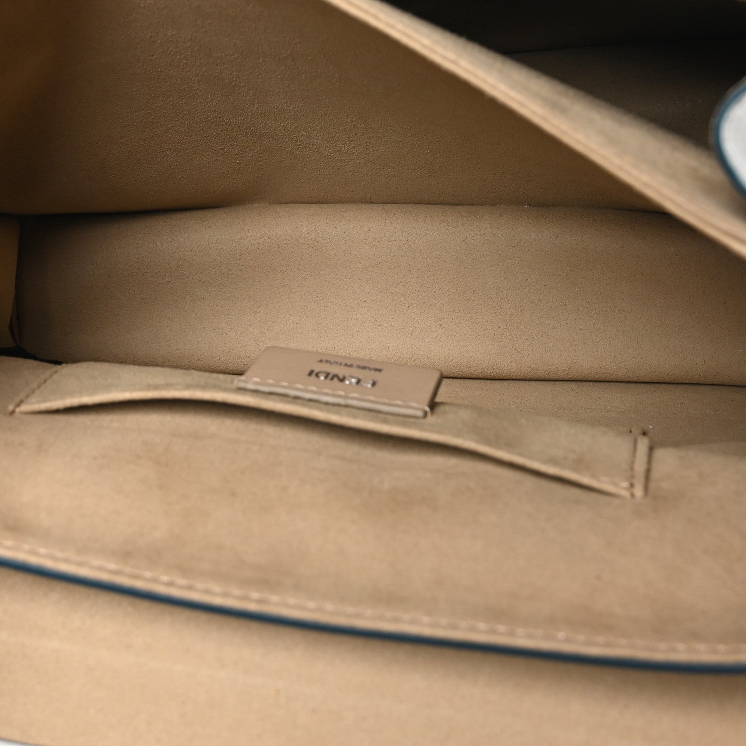 Fendi Vitello Liberty Scalloped Studded Kan I Shoulder Bag Grigio Perla 6 of 11