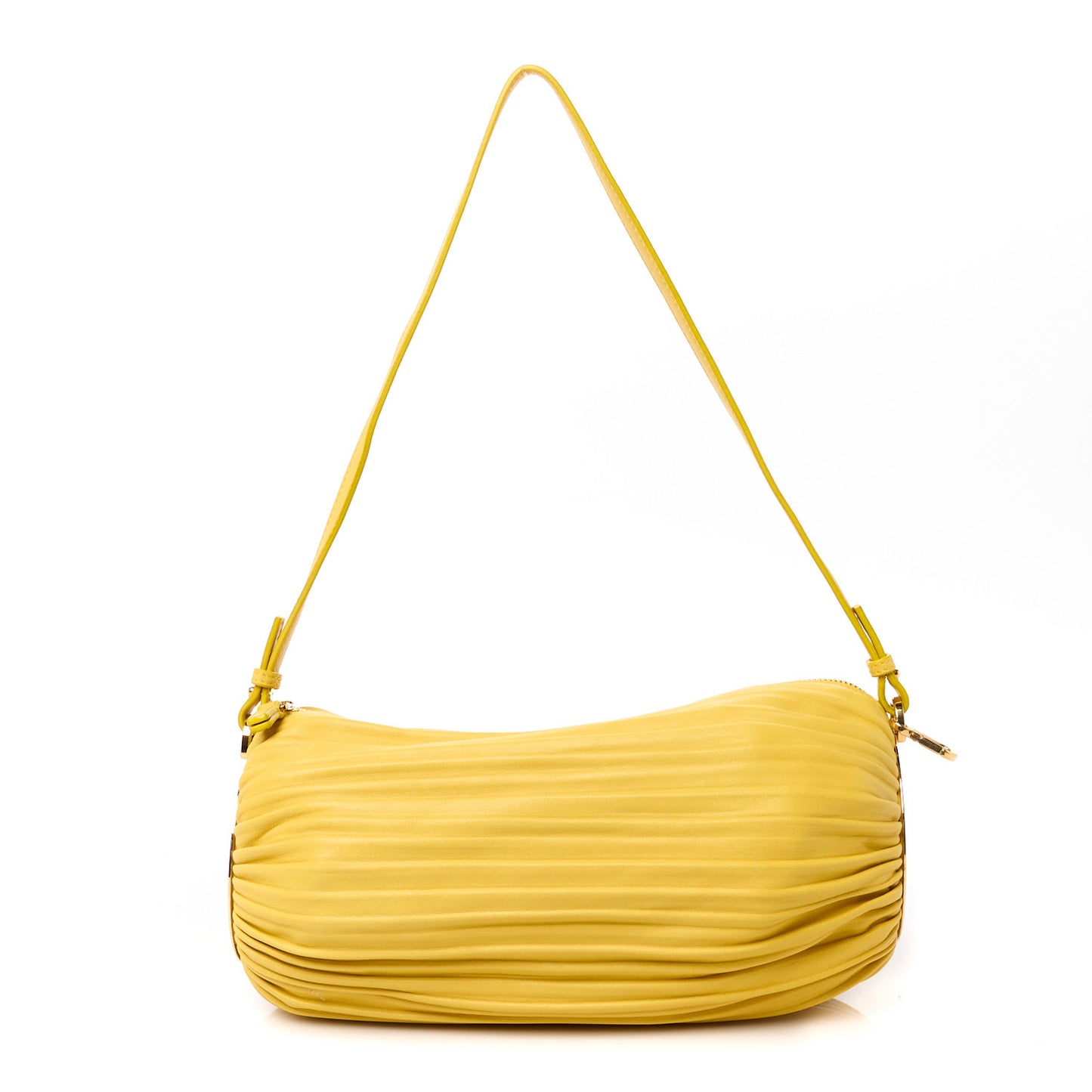 Lambskin Pleated Bracelet Pouch Yellow