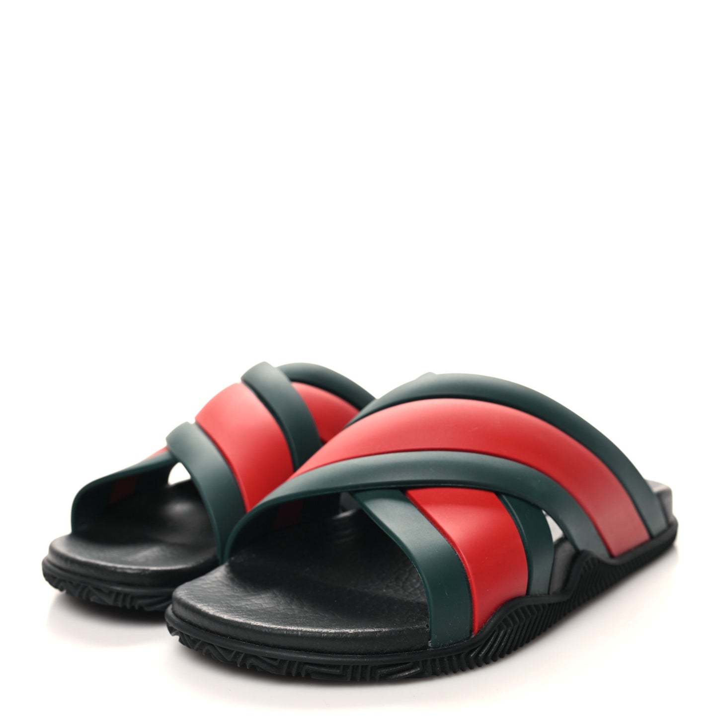 Rubber Web Mens Criss Cross Slide Sandals 35 Green Red